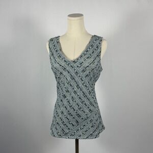 Alfani Petite Textured Sparkle V Neck Sleeveless Top M
